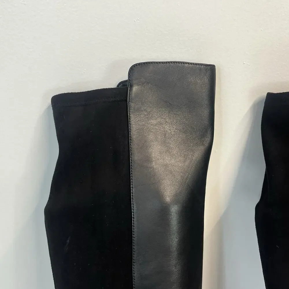 Alfani Step Flex Ludlowe Black Leather Stretch Knee High Riding Boots Size 5.5 M